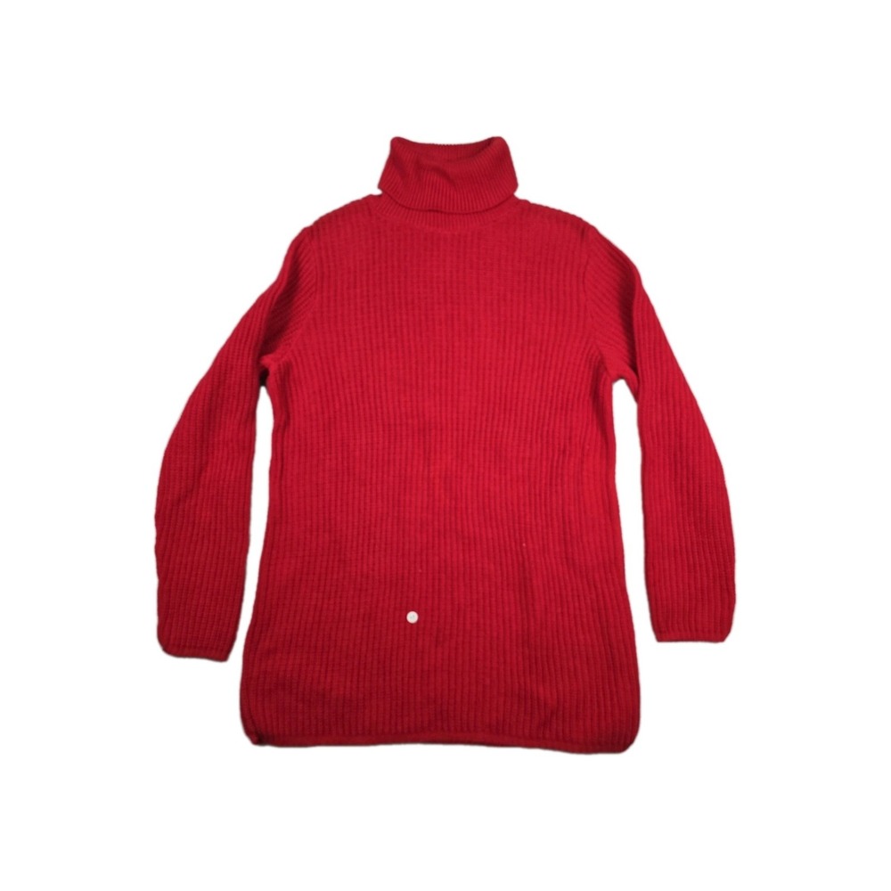 Pierre Cardin Red Ribbed Cotton Turtleneck Sweater Womens Medium Made in USA